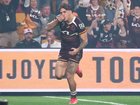 Reece Walsh celebrates his try with a slurping gesture after drinking from a toilet bowl this week. (AAP PHOTOS)
