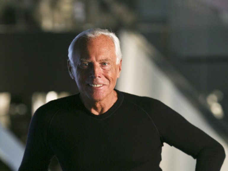 FILE — Giorgio Armani at his store on Fifth Avenue in Manhattan, Feb. 16, 2009. Armani, a designer who rewrote the rules of fashion not once but twice in his lifetime, has died. He was 91. (Fred R. Conrad/The New York Times)