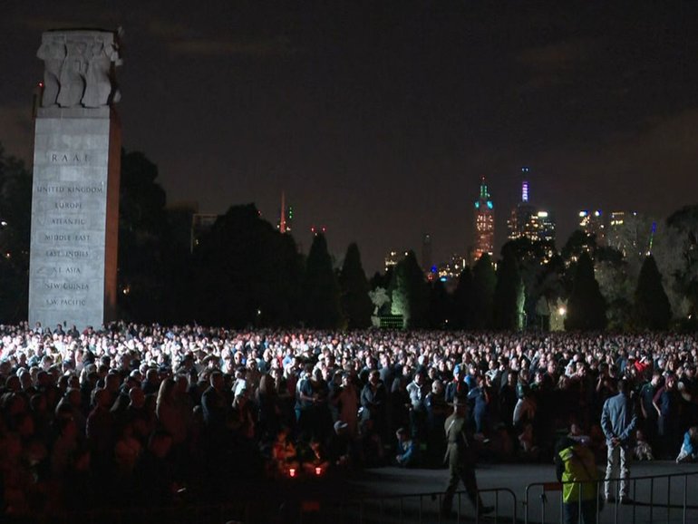 Crowd members were concerned as a group of people disrupted the Dawn Service at the Melbourne Shrine of Remembrance.