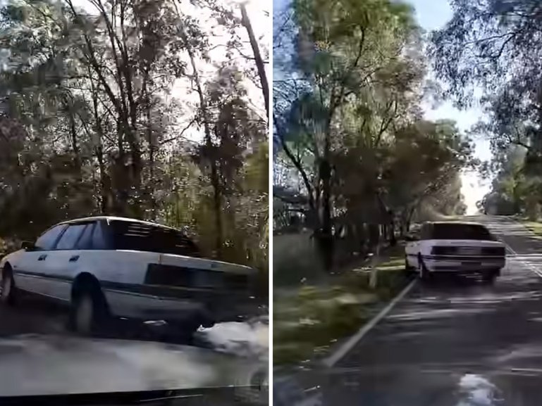 Dash cam footage has capture the moment a car crashed.