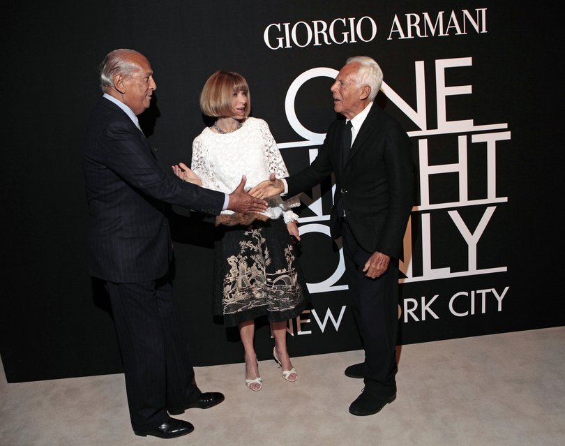 Oscar de la Renta, Anna Wintour and Giorgio Armani.