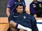 Jahrome Hughes nurses his injured wrist NRL Photot