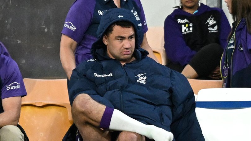 Jahrome Hughes nurses his injured wrist Picture: NRL Photot