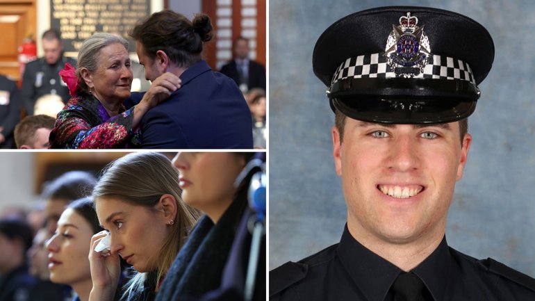 Senior Constable Vadim de Waart-Hottart has been honoured in an emotional farewell at the Victorian Police Academy.