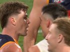 Brayden Maynard and Ben Keays in a heated exchange. 