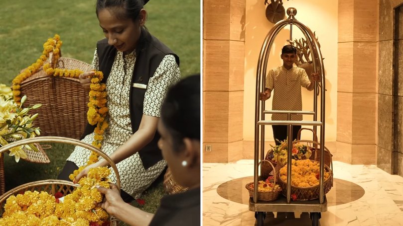 Leela Palaces has begun transforming discarded floral arrangements into incense sticks.