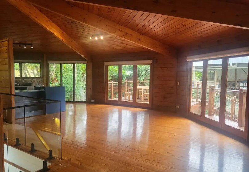The house features a circular yurt-style design.