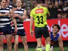 Geelong were fuming after Cam Rayner was awarded a double free kick and two shots on goal.