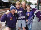 Dockers fans Bryce and Casey Coyne with their sons Nate (9) and Elijah (7) in the lead-up to Saturday’s final.