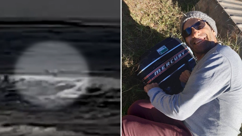 Footage from the shore (L) captured the attack on Mercury Psillakis (R).