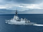 HMAS Brisbane pictured in 2024 as it transits through the Surigao Strait during a regional presence deployment.