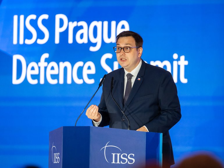Czech Republic's foreign minister Jan Lipavsky speaking at the International Institute of Strategic Studies.