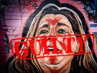 A mural of Mushroom cook murderer Erin Patterson had "Guilty" scrawled across it. NewsWire / Nadir Kinani