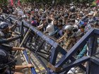 Protesters clashed with police in front of the parliament building in Kathmandu, Nepal. (EPA PHOTO)