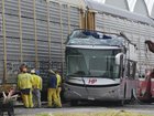 A double-decker passenger bus was hit by a freight train in Mexico, killing 10 people.