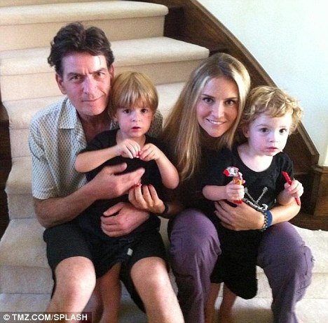 Charlie Sheen with Brooke Mueller and their children.