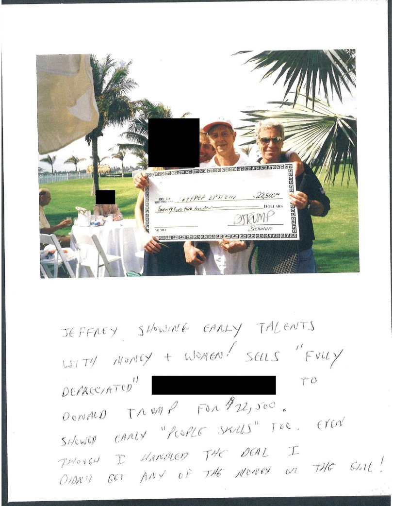 Epstein and a longtime Mar-a-Lago member joke about selling a 'fully depreciated' woman to Donald Trump for $22,500' in one of the images.