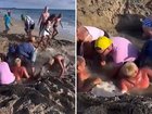 Two boys get stuck in sinkhole as water rushes in.