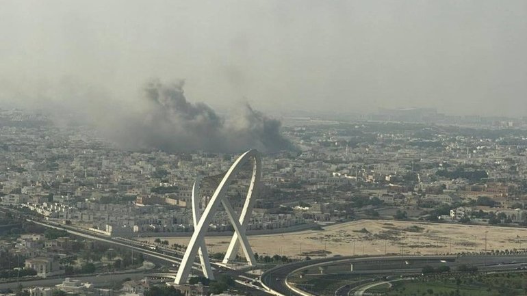 Smoke rose over the Qatari capital Doha after an Israeli air strike targeted Hamas members.