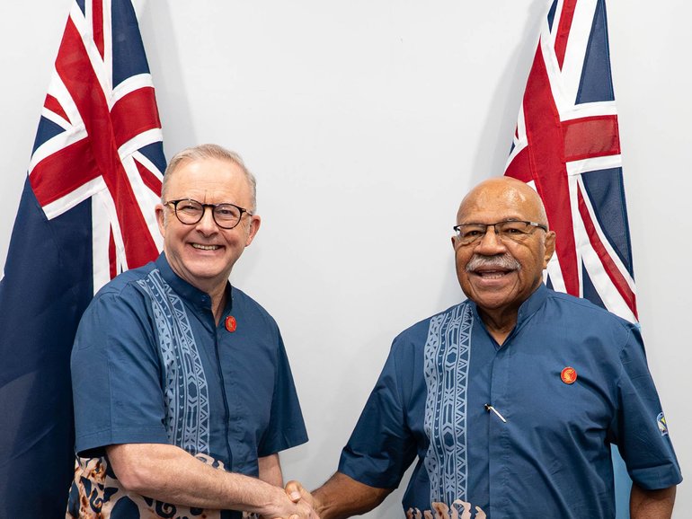 Australian Prime Minister Anthony Albanese and Fiji Prime Minister Sitiveni Rabuka 