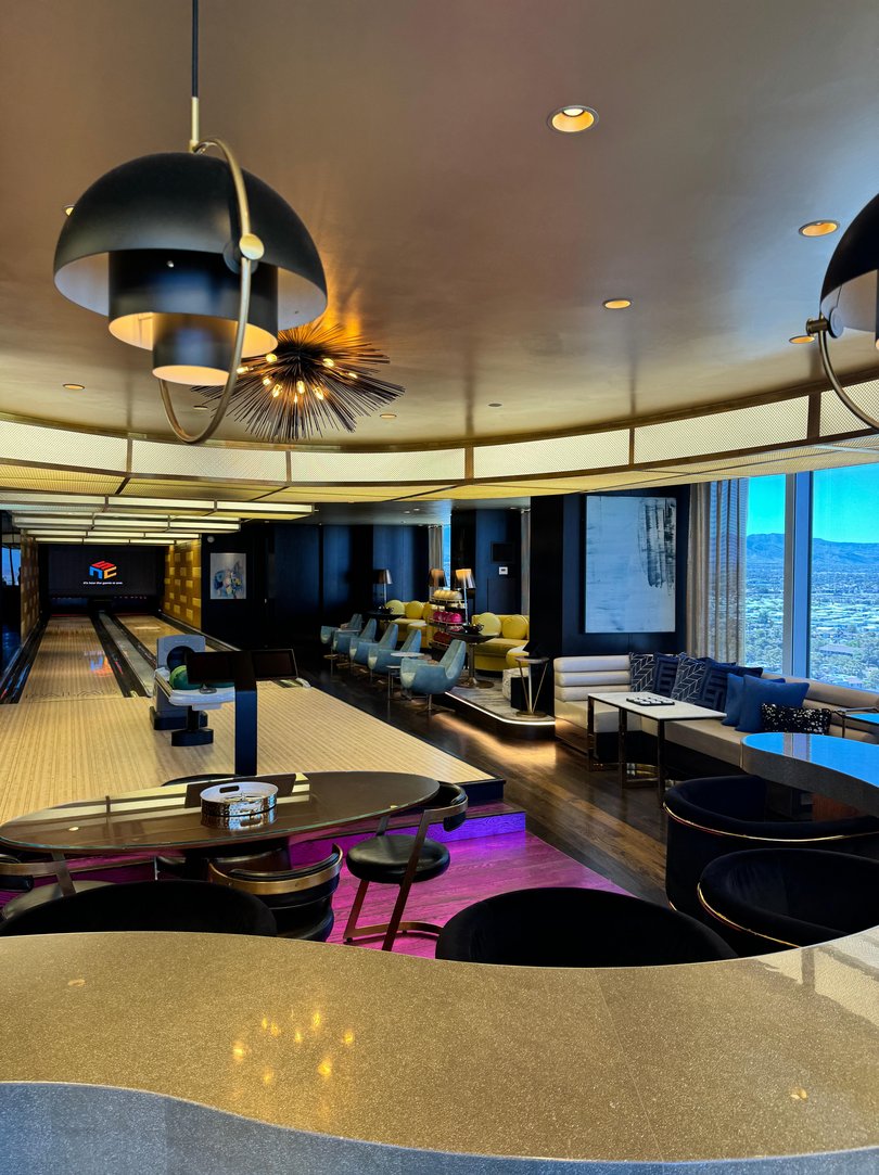 The Kingpin suite at The PALMS, complete with two professional bowling lanes.