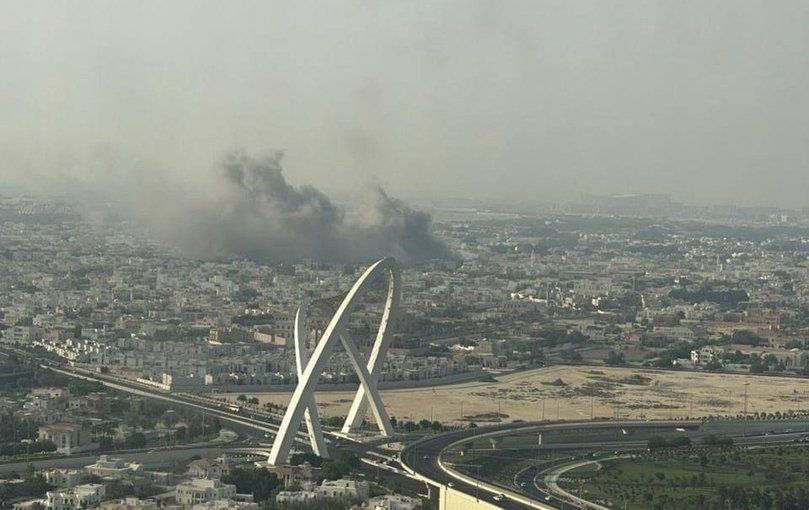 Smoke rose over the Qatari capital Doha after an Israeli air strike targeted Hamas members.