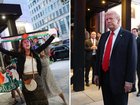 US President Donald Trump encountered protests denouncing him as ‘the Hitler of our time’ during a rare public dinner outside the White House.
