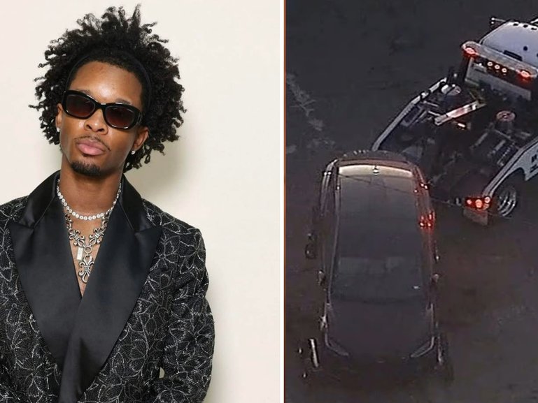 A body was found in a car registered to the singer.