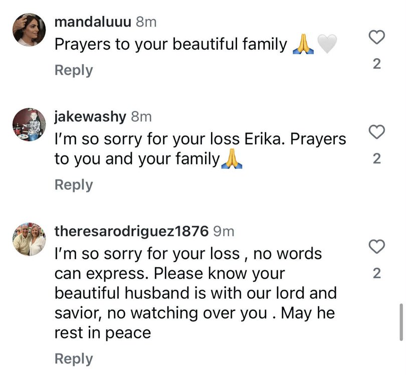 Comments left on Instagram for Erica Kirk