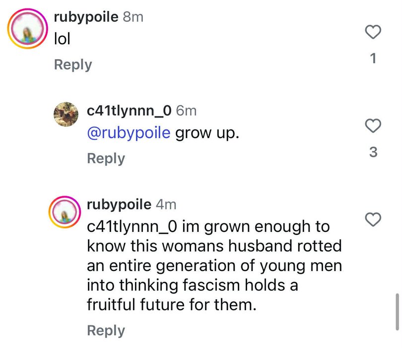 Comments left on Erica Kirk’s Instagram