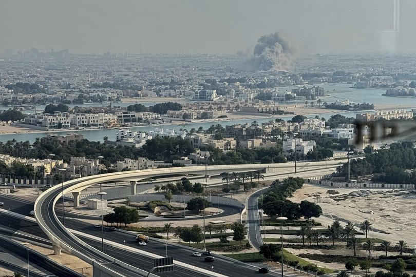 Smoke rises from an explosion, allegedly caused by an Israeli strike, in Doha, Qatar.
