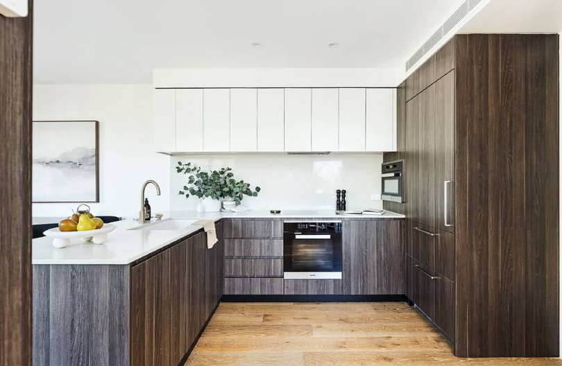 The designer kitchen in the apartment that has mostly recently rented for $1200 a week.