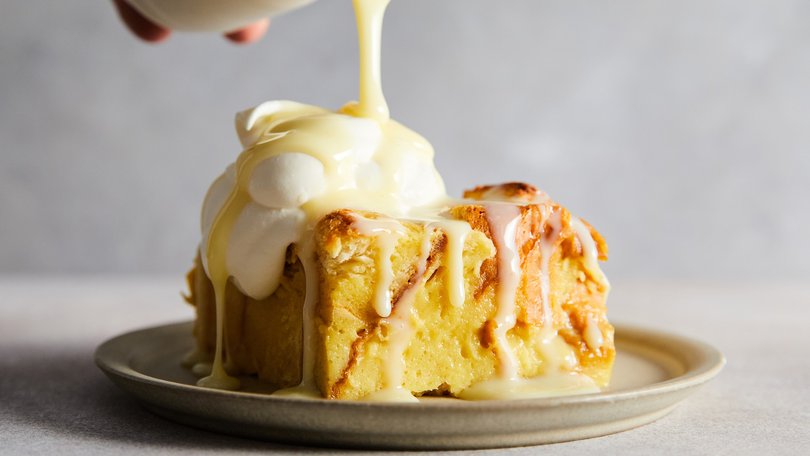 Tres leches bread pudding in New York, Jan. 27, 2022. Food styled by Barrett Washburne. (Ryan Liebe/The New York Times)