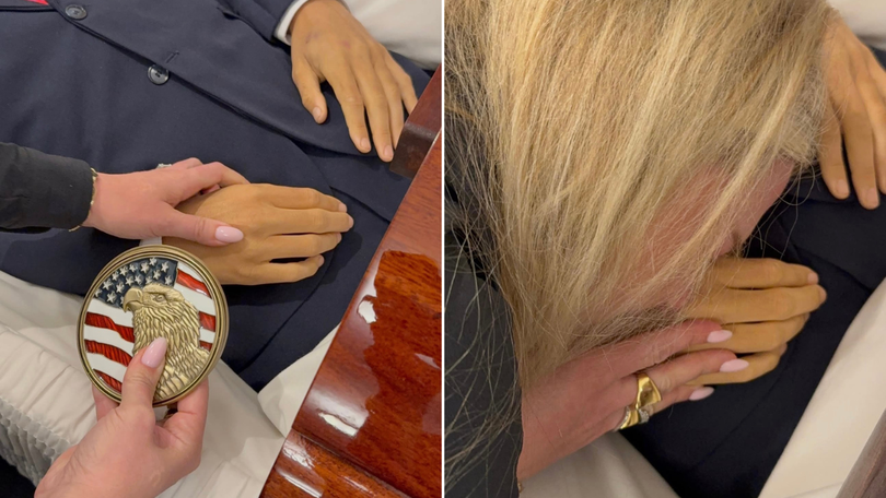 Charlie Kirk’s widow Erika has shared video of herself sobbing as she touches the conservative influencer’s dead body.