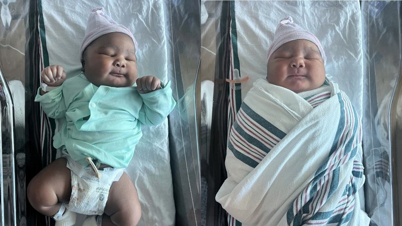 Annan, right, pictured next to another baby at the same hospital.
