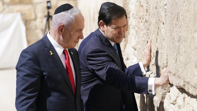 US Secretary of State Marco Rubio visited the Western Wall Jewish prayer site in Jerusalem.