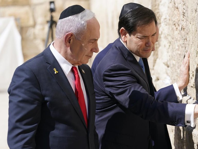 US Secretary of State Marco Rubio visited the Western Wall Jewish prayer site in Jerusalem.