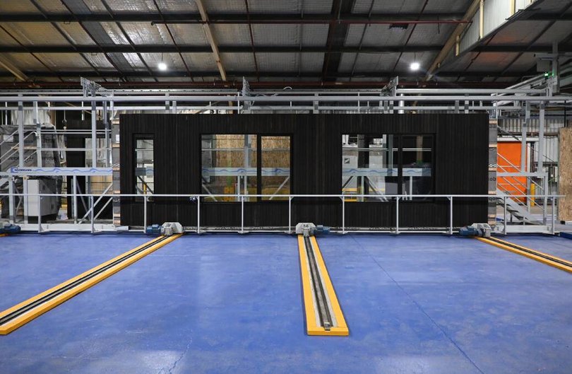 Flat-pack housing, like the system used by GTT seen here at their Orange NSW facility, moves the bulk of the construction process into a controlled factory environment.