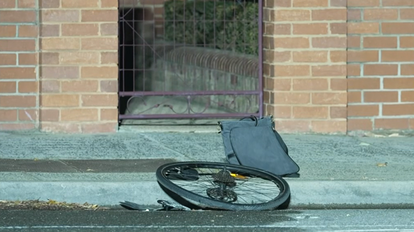 The 40-year-old cyclist was standing next to his bicycle in the bike lane on Moreland Rd, Coburg when he was struck on August 24.