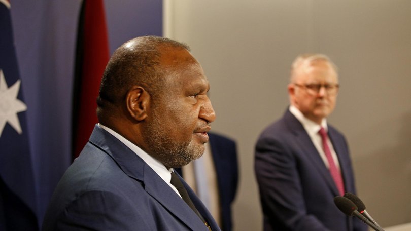 PNG Prime Minister James Marape was the first Pacific leader to address both houses of Australia’s parliament. Picture: NewsWire / John Appleyard