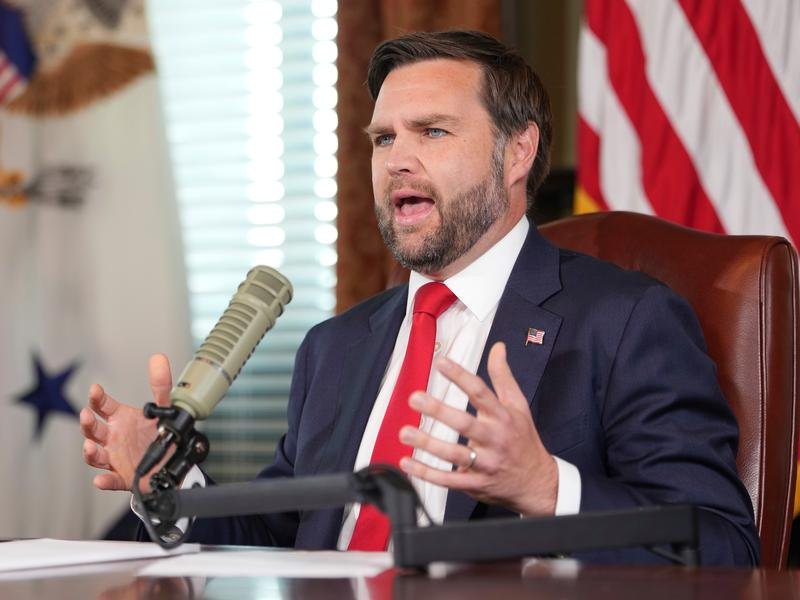 Vice President JD Vance has guest-hosted the livestream show of slain conservative Charlie Kirk. (AP PHOTO)