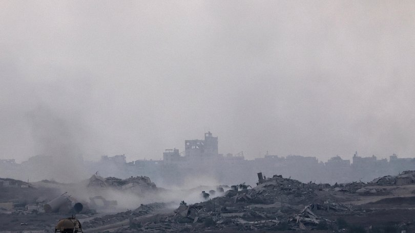 Smoke rises as a result of an Israeli airstrike on the outskirts of Gaza City.