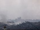 Smoke rises as a result of an Israeli airstrike on the outskirts of Gaza City.