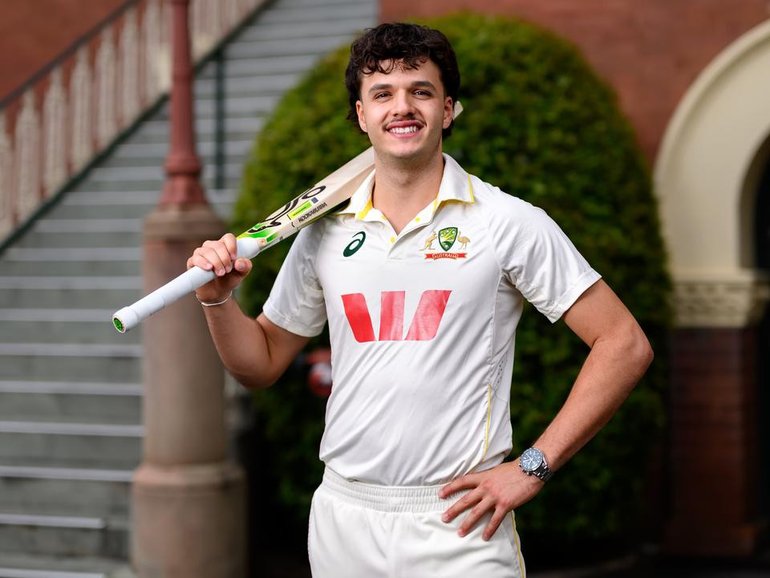 Sam Konstas scored a century before tea in Australia A's clash with India A in Lucknow. (Steven Markham/AAP PHOTOS)
