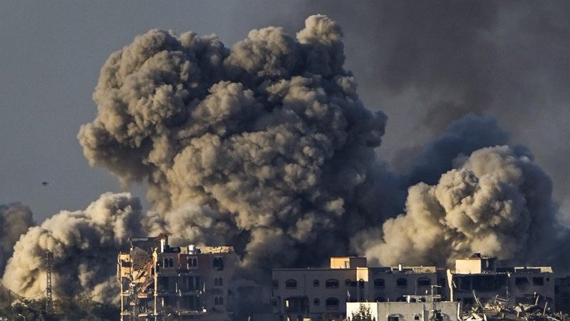 Israel heavily bombed Gaza City following confirmation the military has begun its ground offensive. (AP PHOTO)