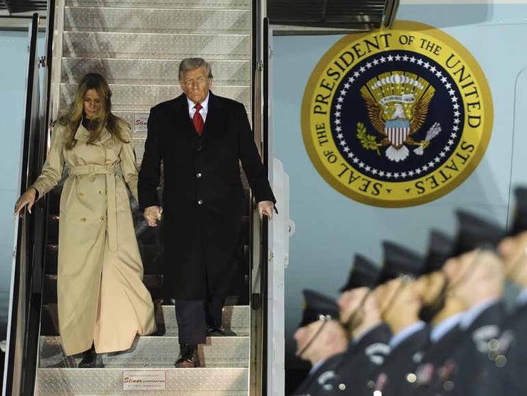 US President Donald Trump and First Lady Melania Trump have touched down in the UK for a state visit (AP PHOTO)