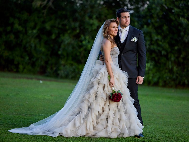 Picture perfect - for now. Stephanie Panozzo and Nick Cartwright’s characters Eden and Cash are set to tie the knot this week on Home and Away.