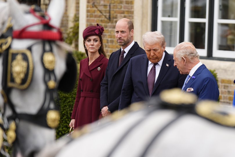 Catherine, Princess of Wales and William, Prince of Wales, US President Donald Trump and King Charles III during the State visit by the President of the United States of America at Windsor Castle.