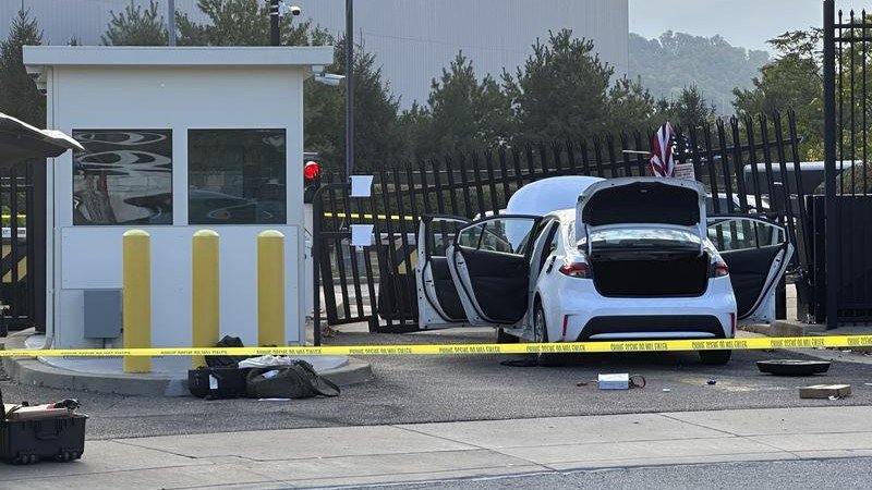 FBI officials say they are familiar with a man who rammed a car into a Pittsburgh building gate.