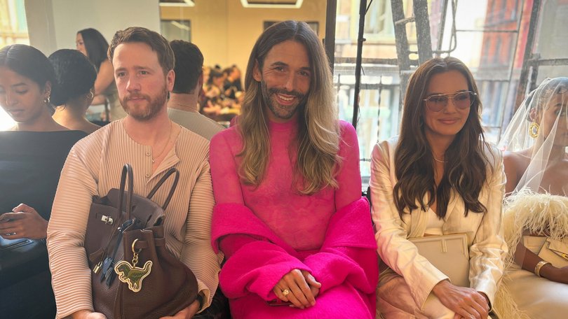 Jonathan Van Ness, centre, of Netflix's “Queer Eye,” joked at a Lapointe show that they've come a long way since wearing decade-old H&M pants to Fashion Week.